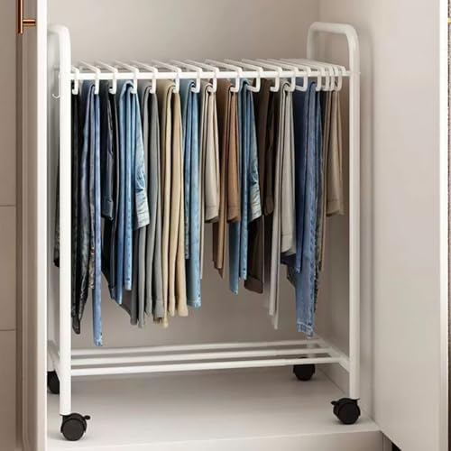 Freestanding Garment Rack, Movable Trouser Hanger Storage, 3-Tier Multifunctional Clothes Rack with Casters for Bedroom