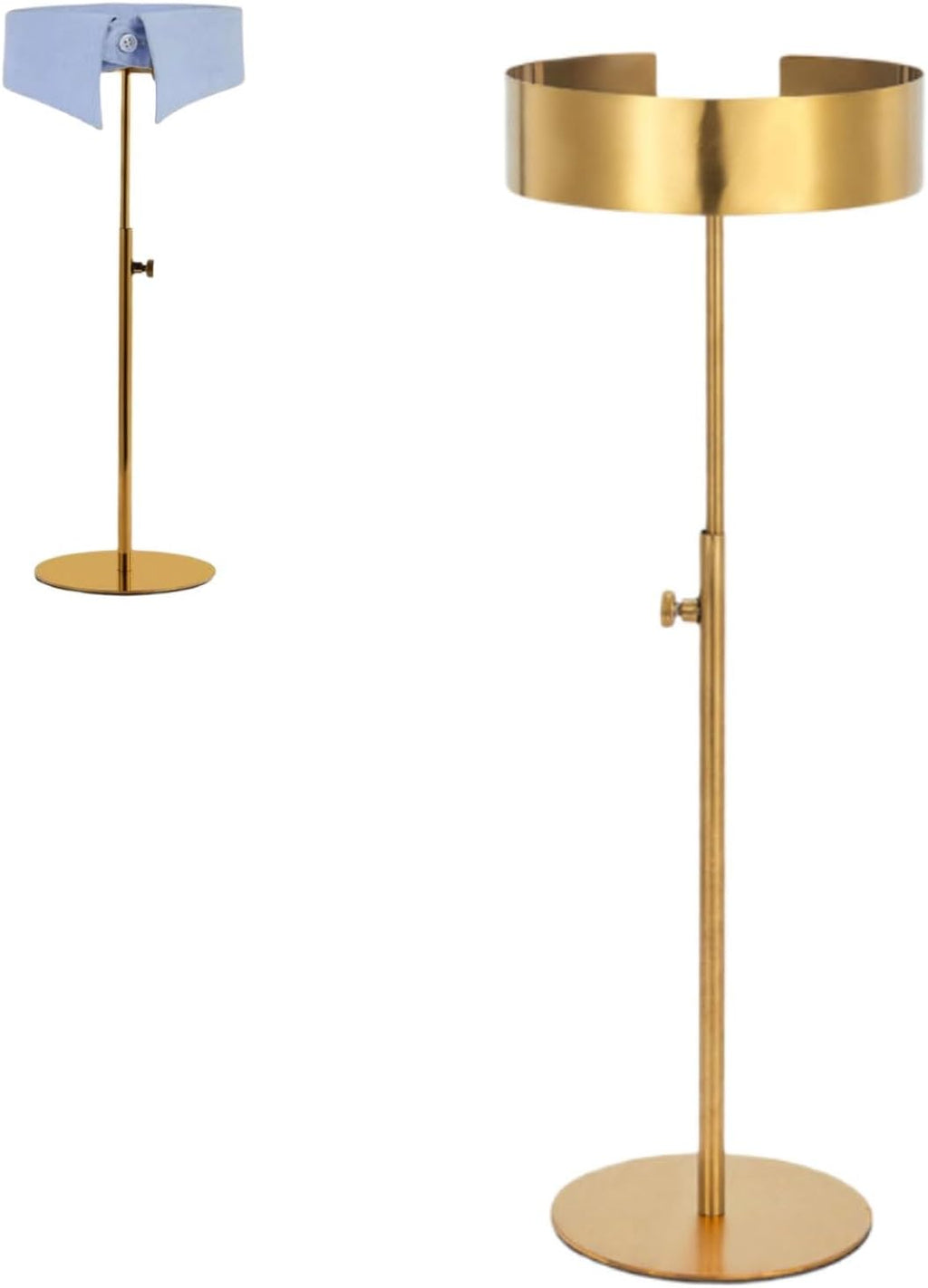 Stainless Steel Shirt Collar Display Stand, Freestanding Countertop Collar Holder For Dress Shirts & Suits, Height Adjustable Metal Collars Racks, Non-Slip Base(Gold,2 Pack)