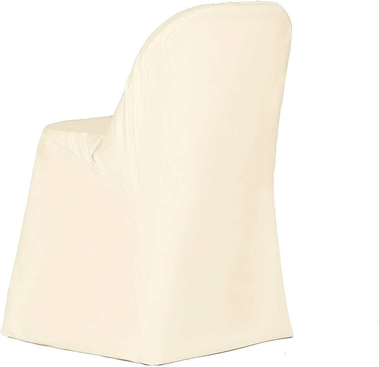 Tableclothsfactory 50PCS Beige Linen Polyester Folding Chair Cover Dinning Chair Slipcover for Wedding Party Event Banquet Catering