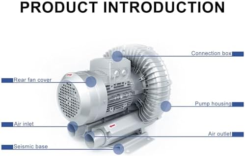 Single/Three Phase Vortex Ring Blower, 220V/380V Regenerative Vacuum Pump, Industrial Side Channel Blower, Electric Air Pump for Factory Ventilation & Dust Removal (250W/380V)