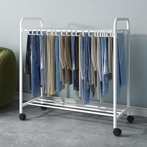 Freestanding Garment Rack, Movable Trouser Hanger Storage, 3-Tier Multifunctional Clothes Rack with Casters for Bedroom