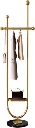 Floor Coat Hanger Heavy-Duty Metal Coat Rack,Gold Clothes Rack with Marble Base,Sturdy Garment Rack for Storing Clothes, Shirts Standing Coat Rack(Black)