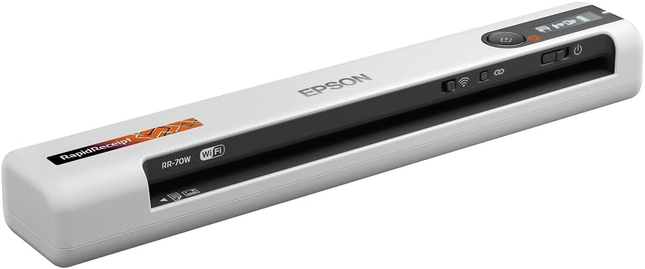 Epson RapidReceipt RR-70W Wireless Mobile Tax Receipt and Color Document Scanner with Complimentary Data Management Software for PC and Mac
