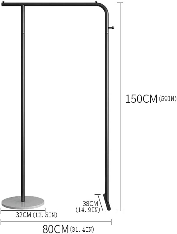 clothing garment rack Floor Coat Racks Freestanding Garment Racks Easy Assembly Durable Clothes Rack Round Marble Base Metal Pipe Hanger Stand clothing racks ( Color : Black-White marble , Size : 80 )