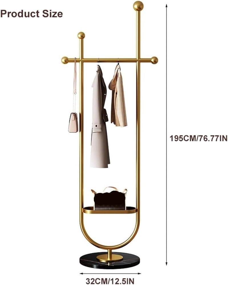 Coat Rack Stand Heavy-Duty Metal Coat Rack,Gold Clothes Rack with Marble Base,Sturdy Garment Rack for Storing Clothes, Shirts Coat Hanger Stand(Black)
