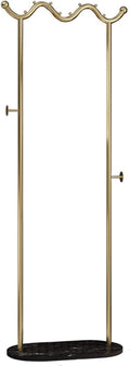 Heavy duty Garment rack Modern Metal Clothing Rack With Marble Base, Freestanding Coat Rack With Hanging Rod And 2 Hooks, Space Saving Clothes Organizer For Bedroom And Office, 50X30X170CM (Gold+blac