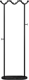 Heavy duty Garment rack Modern Metal Clothing Rack With Marble Base, Freestanding Coat Rack With Hanging Rod And 2 Hooks, Space Saving Clothes Organizer For Bedroom And Office, 50X30X170CM (Black )