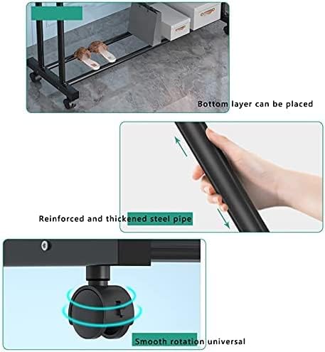 Industrial Heavy Duty Clothes Rack with Shelves Free Standing Metal Coat Rack for Garment Storage Black (100x40x151cm)