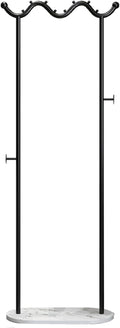 Heavy duty Garment rack Modern Metal Clothing Rack With Marble Base, Freestanding Coat Rack With Hanging Rod And 2 Hooks, Space Saving Clothes Organizer For Bedroom And Office, 50X30X170CM (Black+whi