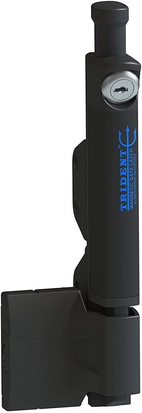 Trident 10 Inch Tall Black Magnetic Pool Child Safety Gate Latch | Keyed Alike | TRIDENT-10-BK-KA. Pack of 2