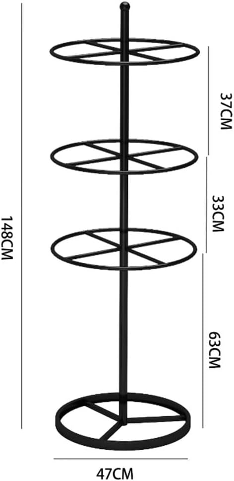 Rotatable Retail Display Merchandising Rack Underwear Round Rotating Spinner Shelf Freestanding Metal Garment Rack Clothing for Mall, Exhibition and Retail Store (Color : Black, Size : 47x148cm)
