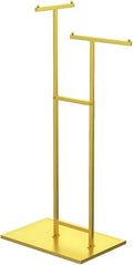 Double Rail Freestanding Garment Rack, Metal Iron Floor-Standing Lifting Clothes Hanger with Adjustable Height, Freestanding Clothing Store Display Rack, for Retail Boutique(Gold)