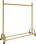 LXHELIVERY Metal Garment Rack with Pulley Rolling Bottom Clothing Rack Free-Standing Retail Display Clothes Racks for Hanging Clothes Coats Skirts Shirts Sweaters (Color : Gold, Size : 100x155cm)