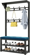 Exquisite Clothes Rail Rack Freestanding Garment Rack with 8 Hooks Coat Rack with Shoe Shelf Bench Industrial Hat Handbag Hanger for Narrow Hallway and Bedroom (Color : White grey, Size : 80