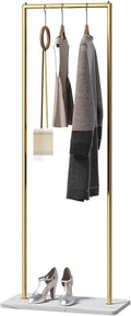 Heavy duty Garment rack Freestanding Coat Rack With Marble Base Nordic Modern Clothing Rack For Hanging Clothes Space Saving Clothes Rail Living Room Bedroom Clothes Organizer,60X30X150CM (Gold+white