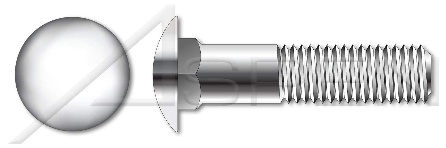 (50 pcs) M10-1.5 X 160mm, DIN 603 / ISO 8677, Metric, Carriage Bolts, Round Head, Square Neck, A2 Stainless Steel
