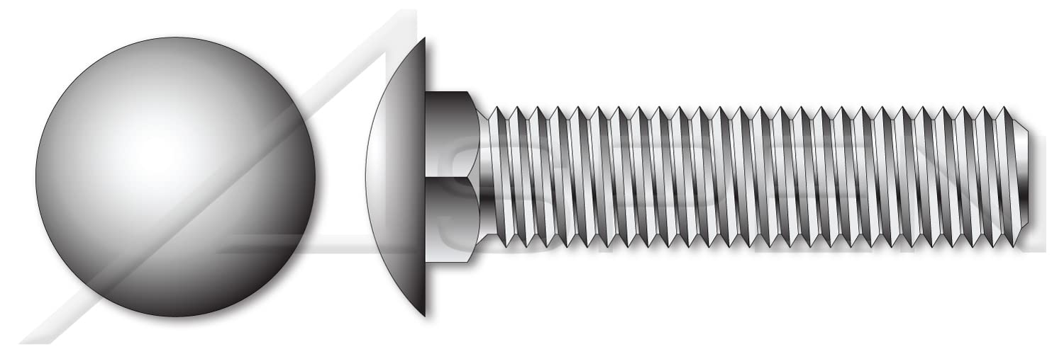 (100 pcs) M10-1.5 X 65mm, DIN 603 / ISO 8677, Metric, Carriage Bolts, Round Head, Square Neck, Full Thread, A2 Stainless Steel