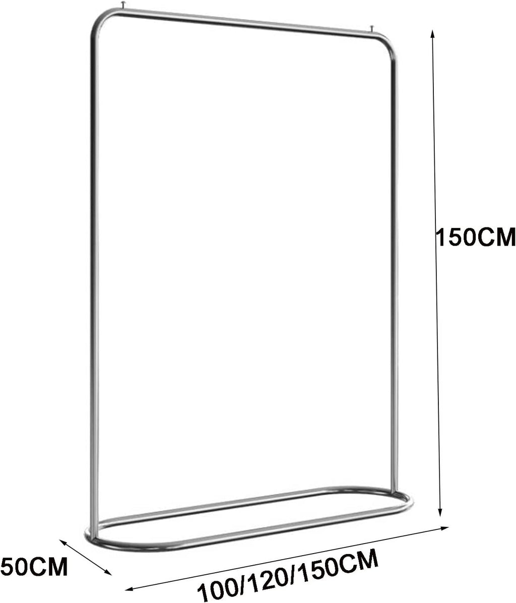 Heavy Duty Coat Rack, Garment Rack Silver Stainless Steel Single Rail Clothing Rack for Hanging Clothes, Heavy Duty Clothes Rail, Freestanding Retail Display Rack, Large Capacity Coat Rack (150X40X1