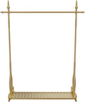 Heavy Duty Coat Rack, Garment Rack Modern Commercial Grade Clothing Rack for Hanging Clothes Heavy Duty Clothes Rail with Shelves Freestanding Gold Metal Coat Rack (120X40X177CM)