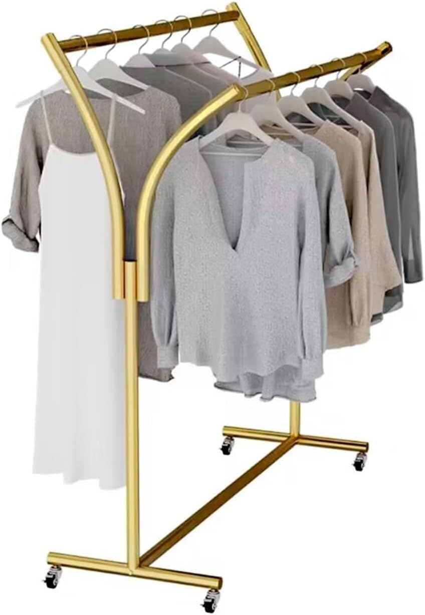 Clothes Racks - Rack For Hanging Clothes Retail Display - Floor Standing Metal Garment Rack - Double Pole Coat Rack, Freestanding Garment Rack, For Bedroom,Home,Office,Indoor(Color:B 100x50x155cm)