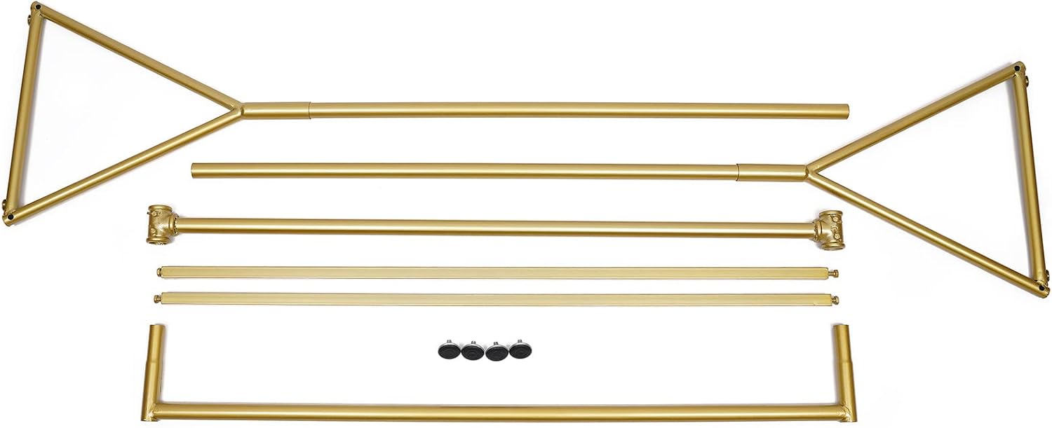 47.2x15.7x62.9 Inch Portable Iron Durable 2 Tier Clothes Rack, Heavy Duty Portable Closet, Retro Freestanding Gold Garment Rack For Hanging Shirts Coats Suits Pants Gold