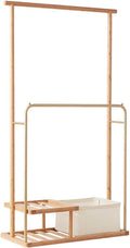 Garment Rail Senior Coat Rack, Stylish Coat Pipe Shelf with Fabric Storage Basket2 Shelves, Freestanding Garment RackBathrobes, Towels, Sheets, Shirts, Scarves, Handbags