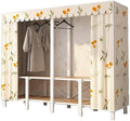 HUHJYUGE Portable Closets for Hanging Clothes, Free Standing Cloth Rack with Cover, Heavy Duty Wardrobe Metal Garment Rack, Spacious Large -Capacity Storage Space, for Bedroom Living Room
