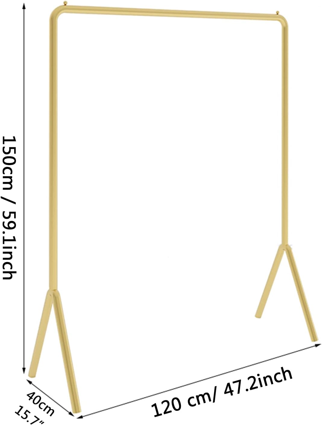 Gold Clothing Garment Rack,Simple Trending Standard Rod Display Clothing Rack,Modern Clothing Rack Free Standing Hanging Rack for Boutique Retail,Clothes St(120 * 150cm
