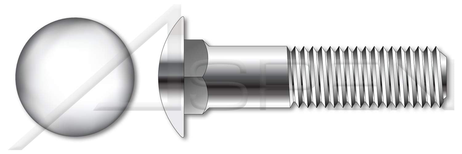 (3 pcs) 1/2'-13 X 4-1/2', Carriage Bolts, Round Head, Square Neck, 316 Stainless Steel