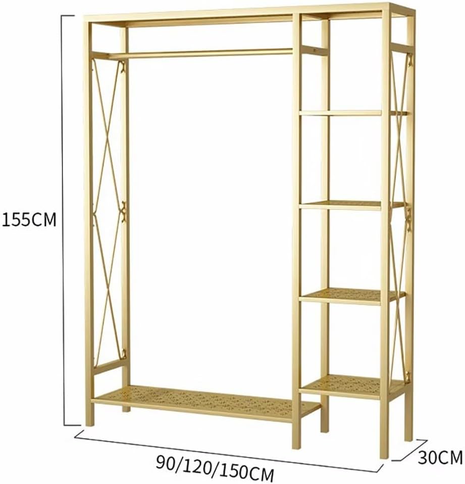 Heavy Duty Metal Clothing Garment Rack with 4 Tier Storage Shelf Free Standing Coat Stand for Coats Skirts Shirts Sweaters 90/120/150cm