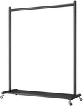 Commercial Grade Freestanding Clothing Rack on Wheels - Modern Metal Coat Rack with Shelves for Bedrooms & Boutiques (Size: 80x40x165cm, Color: Black)
