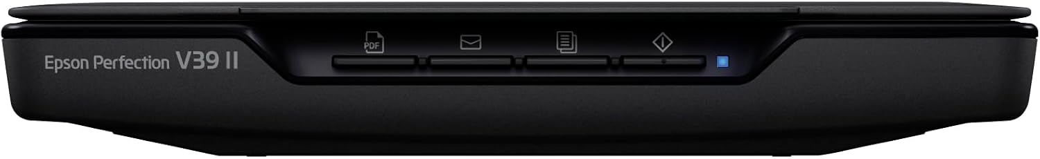 Epson Perfection V39 II Color Photo and Document Flatbed Scanner with 4800 dpi Optical Resolution Image Scanning, High-Rise Removable Lid, Scan to Cloud and USB Power, Black