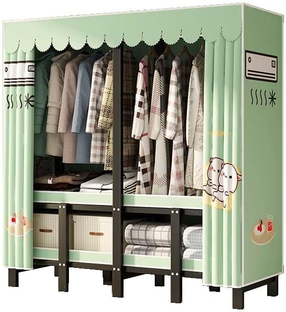 HUHJYUGE Wardrobe Closet with Cover, Portable Wardrobe Closet for Bedroom, Freestanding Clothes Garment Rack, Clothes Storage Organizer Shelves, Heavy Duty Closet Storage Organizer, for Cloakroom