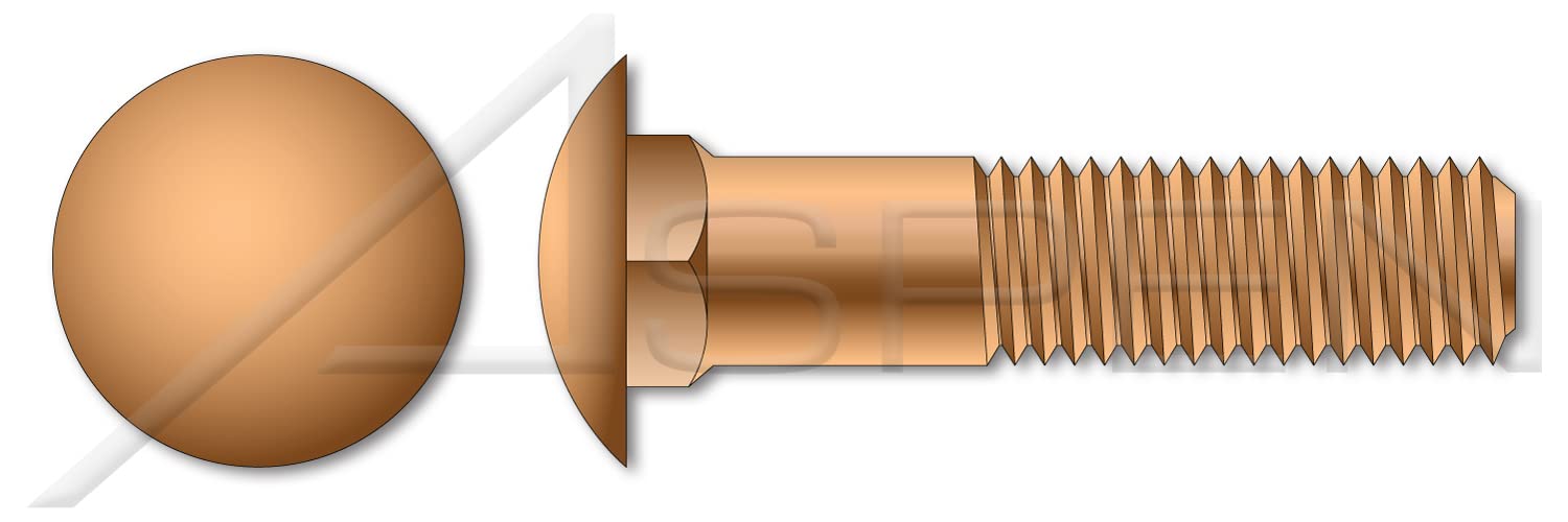 (10 pcs) 1/2'-13 X 3-1/2', Carriage Bolts, Round Head, Square Neck, Silicon Bronze