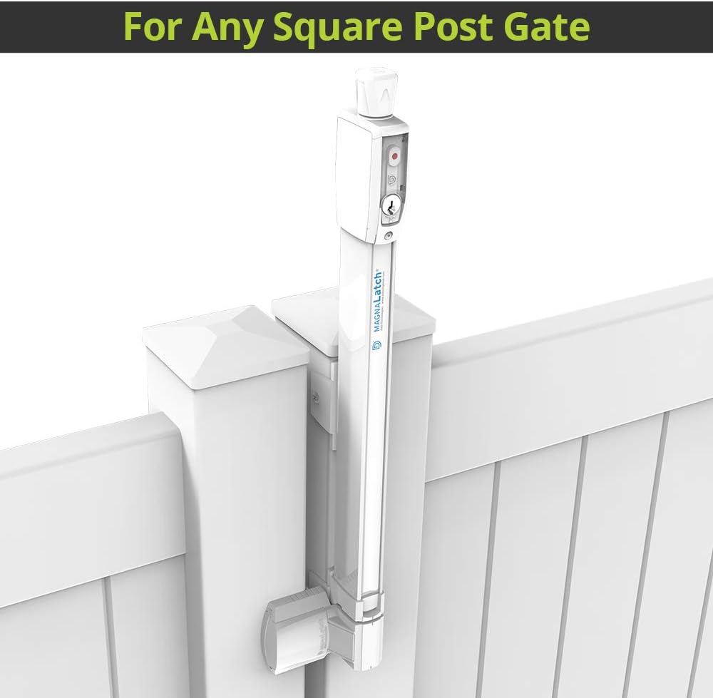 D&D Technologies ML3TPKAWT MagnaLatch Top Pull 20-inch Gate Latch, Magnetic Lock System, Professional-Grade Pool & Child Safety Gate Latch, Weather-Resistant Hardware, Any Square Gate Frame and Post