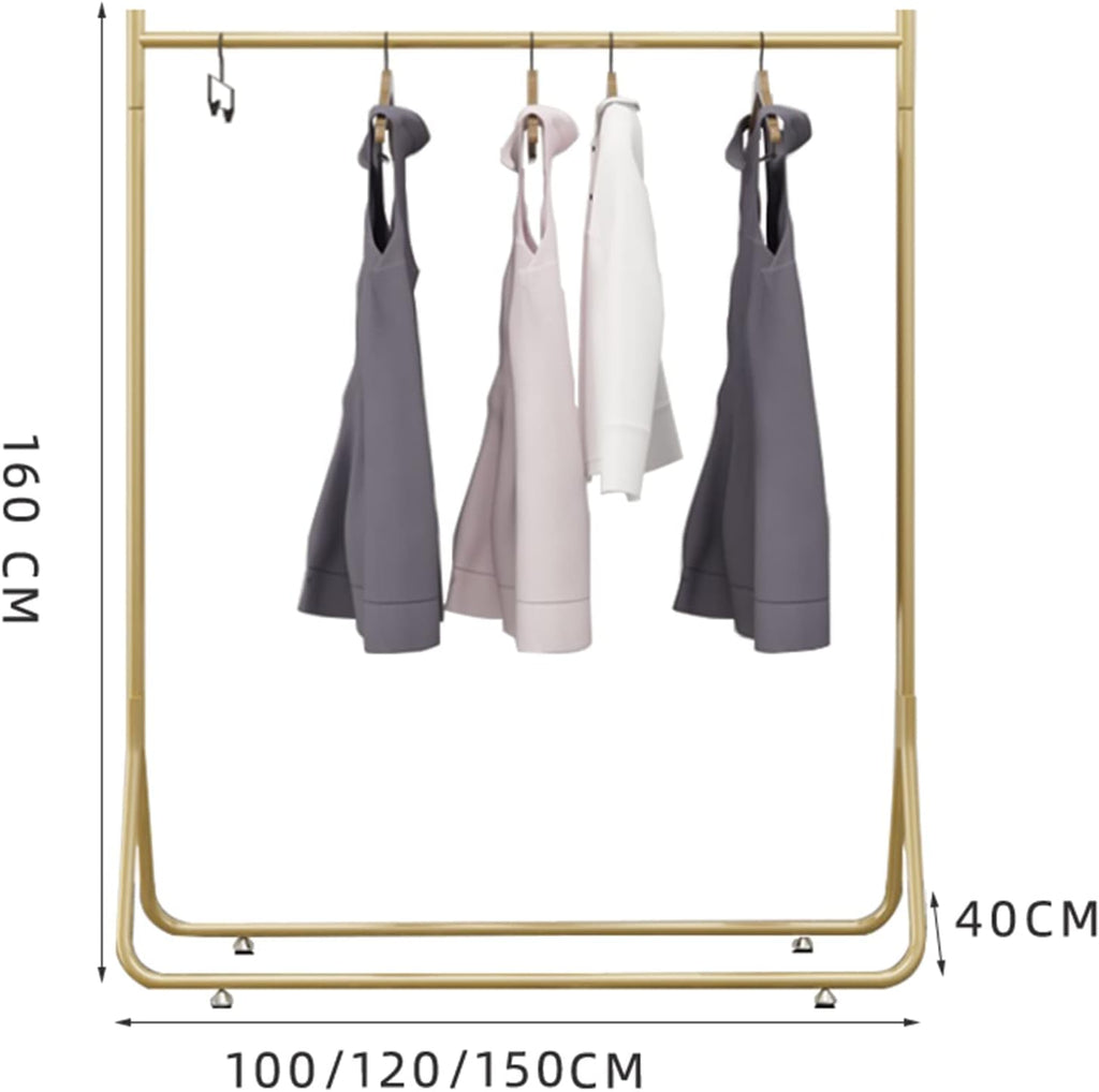 Heavy Duty Garment Rack Heavy Duty Clothes Rail for Retail Display, Gold Metal Clothing Rack for Hanging Clothes, Freestanding Single Rail Coat Rack for Bedroom and Living Room (120X40X160CM)