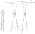 Outdoor Clothes Drying Rack - Adjustable & Foldable Metal Garment Rack for Hanging Shirts, Coats, Skirts & Sweaters - Versatile Bedroom & Closet Organizer (White)