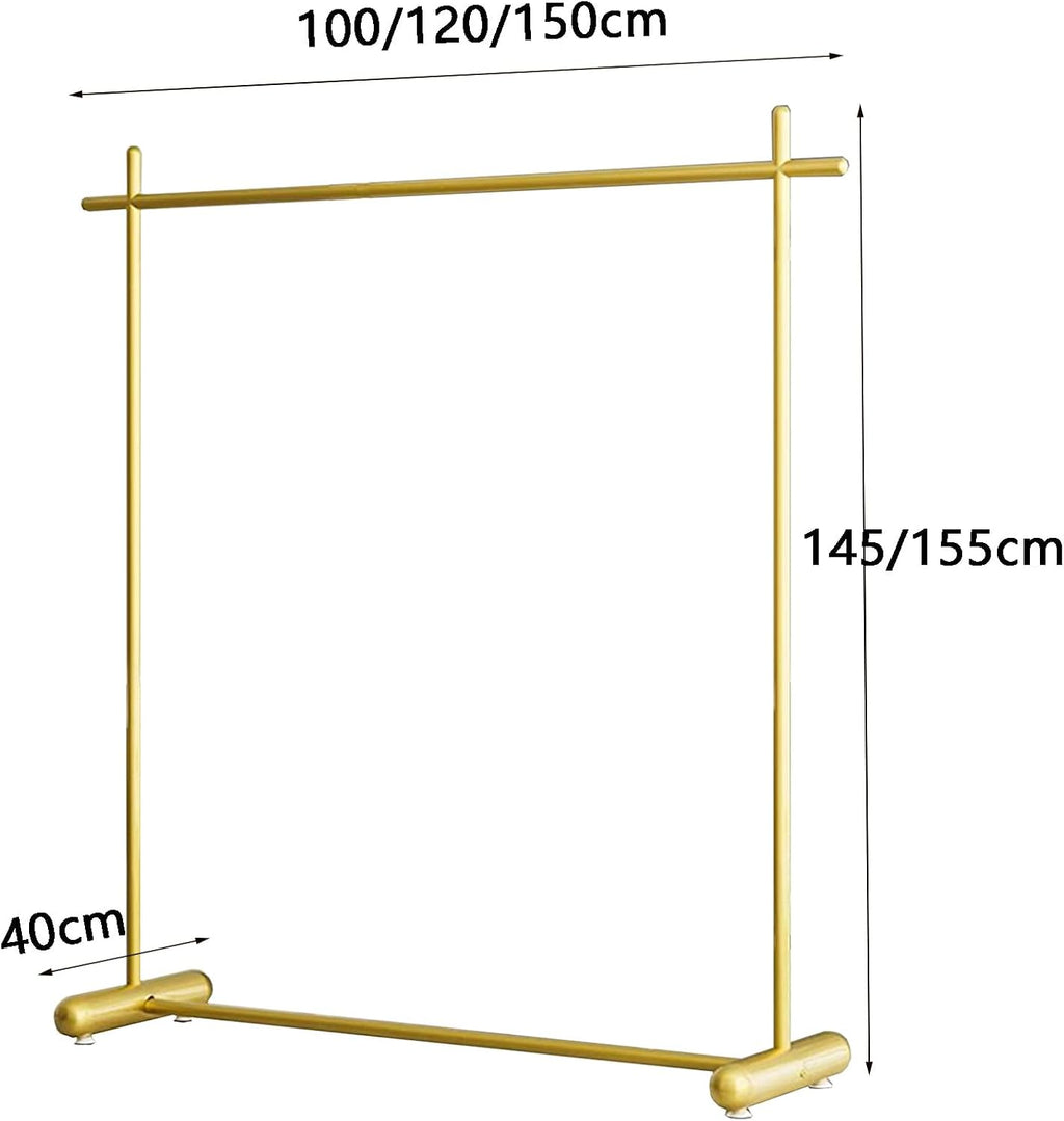 Heavy duty Garment rack Gold Metal Clothing Rack For Bedroom And Boutique Commercial Heavy Duty Clothes Rail For Hanging And Display Clothes Freestanding Single Rod Coat Rack Easy To Assemble ( 120X4