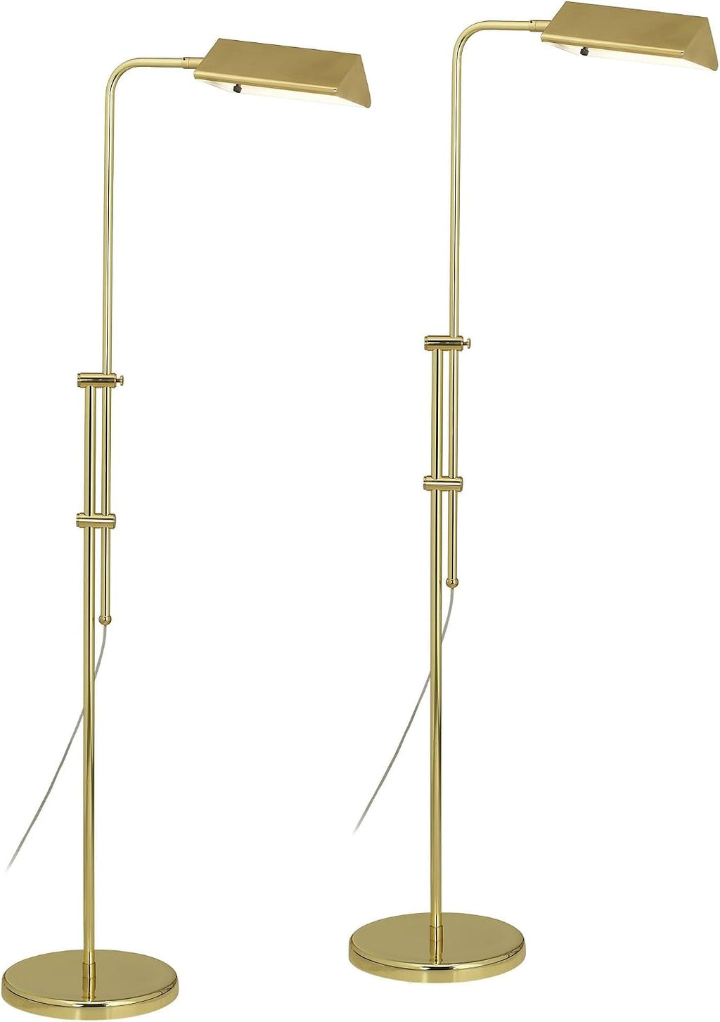 Regency Hill Tony Traditional Farmhouse 54' Tall Standing Floor Lamps Set of 2 Lights Pharmacy Task Adjustable Gold Brass Finish Living Room Bedroom House Reading Office Home Decor Entryway Dining