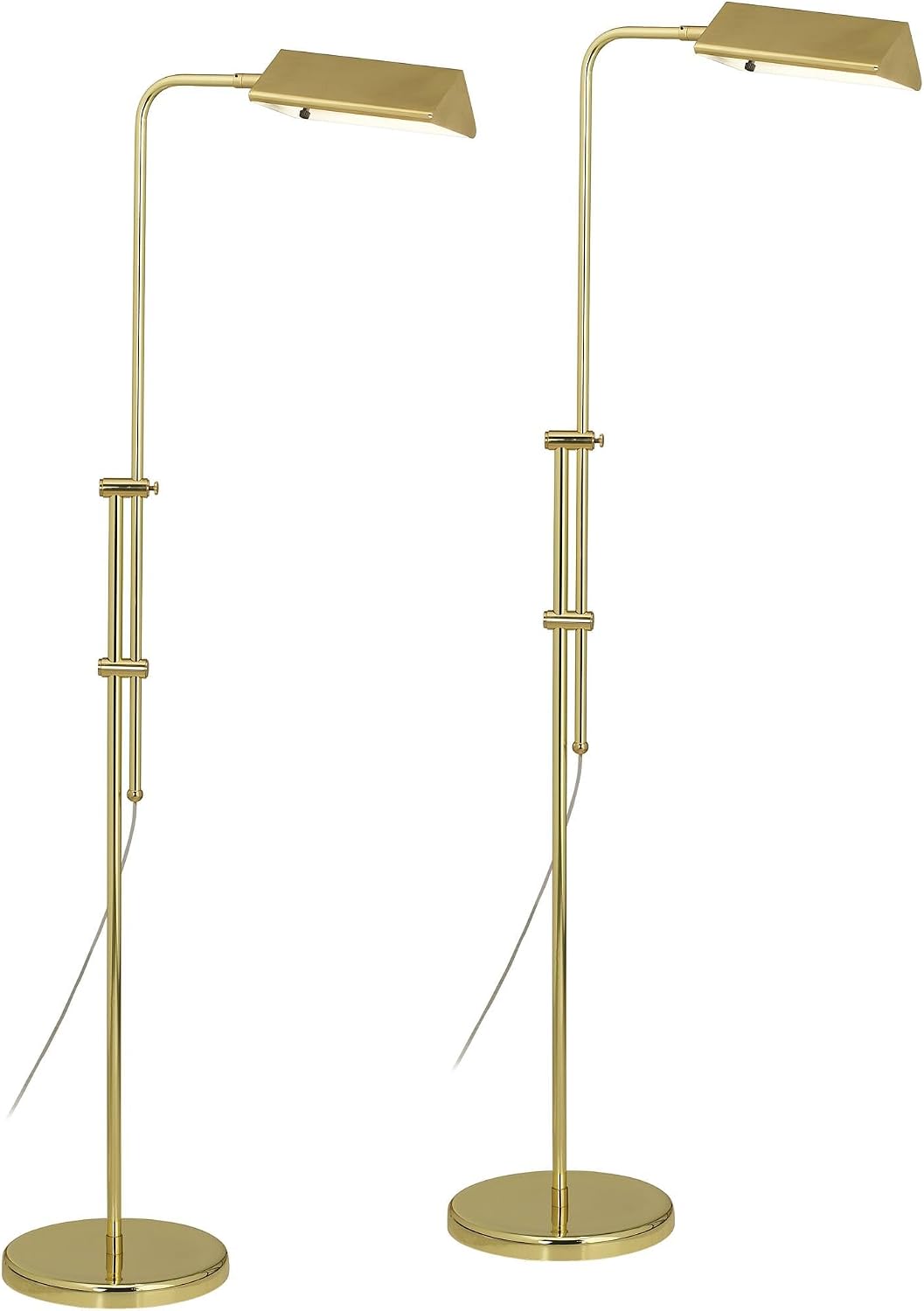 Regency Hill Tony Traditional Farmhouse 54' Tall Standing Floor Lamps Set of 2 Lights Pharmacy Task Adjustable Gold Brass Finish Living Room Bedroom House Reading Office Home Decor Entryway Dining