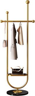 Heavy Duty Garment Rack Modern Gold Coat Racks Freestanding for Hanging Clothes,Heavy-Duty Metal Clothing Rack with Marble Base, for Bedroom, Living Room, Boutiques,12.6x74 Inches