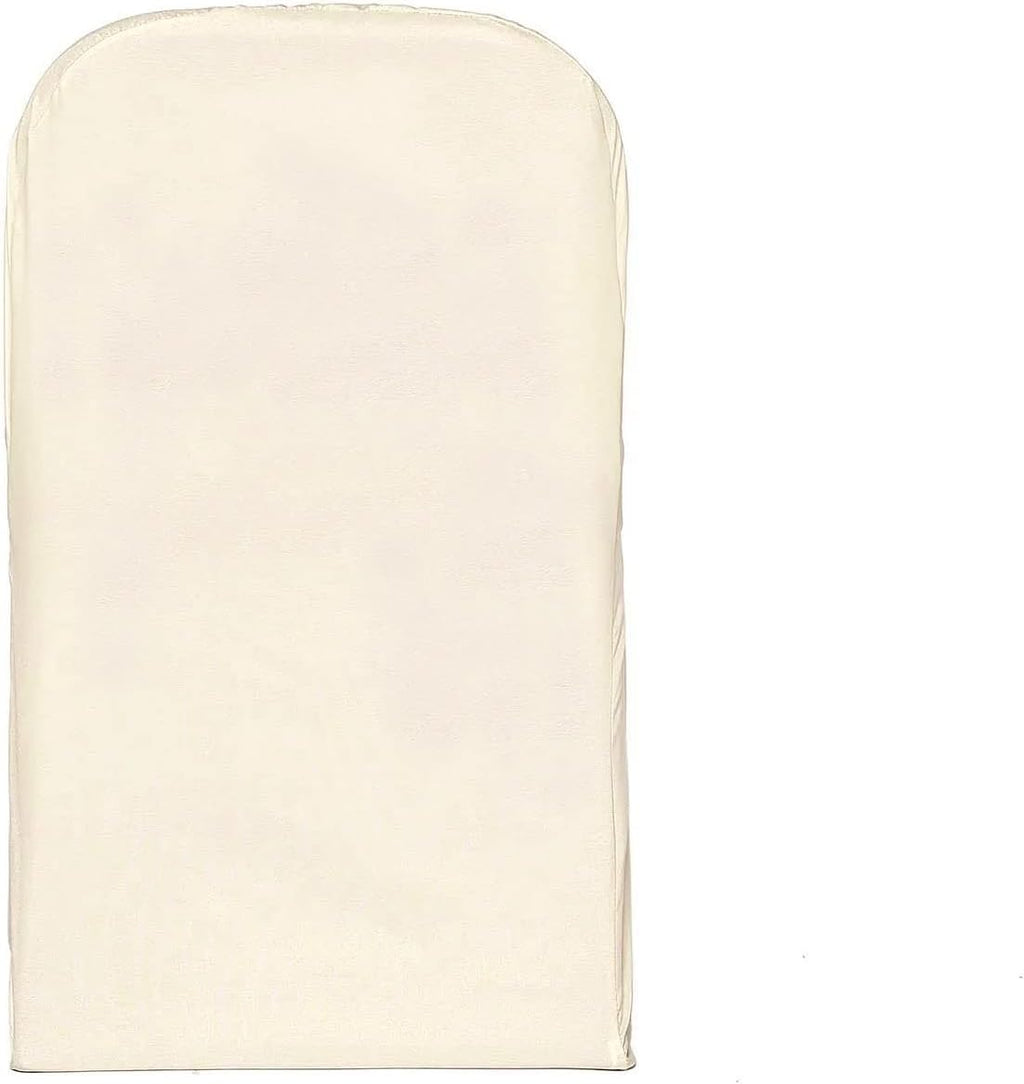 Tableclothsfactory 50PCS Beige Linen Polyester Folding Chair Cover Dinning Chair Slipcover for Wedding Party Event Banquet Catering