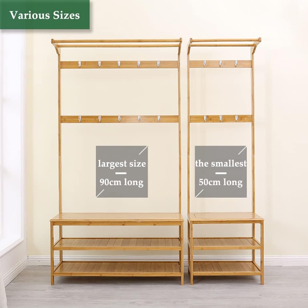 Generic Clothes Rack with Shoe Stand, Multi-Purpose Freestanding Garment Rack with Double Rail and Bench, for Boxes Shoes Boots, for Entryway Hallway/a/60Cm