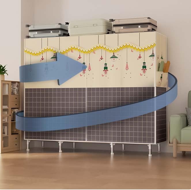 HUHJYUGE Portable Closet for Bedroom, Freestanding Closet Organizer, Heavy Duty Garment Rack, Wardrobe Clothes Organizer with Non-Woven Fabric Cover, Bedroom Armoire, for Cloakroom