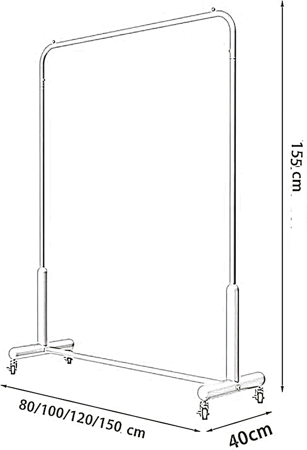 Heavy duty Garment rack Modern Heavy Duty Clothes Rail With Wheels, Rolling Clothing Rack For Hanging Clothes, Freestanding Coat Rack For Bedroom And Living Room, 280 Lb Load Capac (Gold 80X40X155CM)