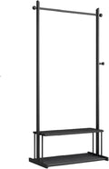 Heavy duty Garment rack Clothing Rack With 2 Tier Bottom Shelves, Metal Clothes Rail For Bedroom And Office, Freestanding Clothes Organizer For Hanging Clothes, Space Saving Coat (Black 50X40X165CM)