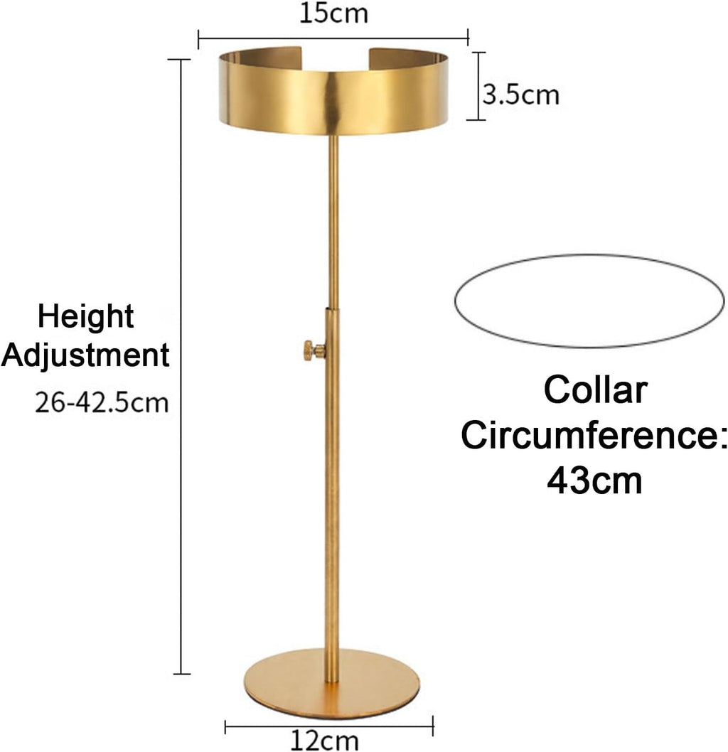Stainless Steel Shirt Collar Display Stand, Freestanding Countertop Collar Holder For Dress Shirts & Suits, Height Adjustable Metal Collars Racks, Non-Slip Base(Gold,2 Pack)