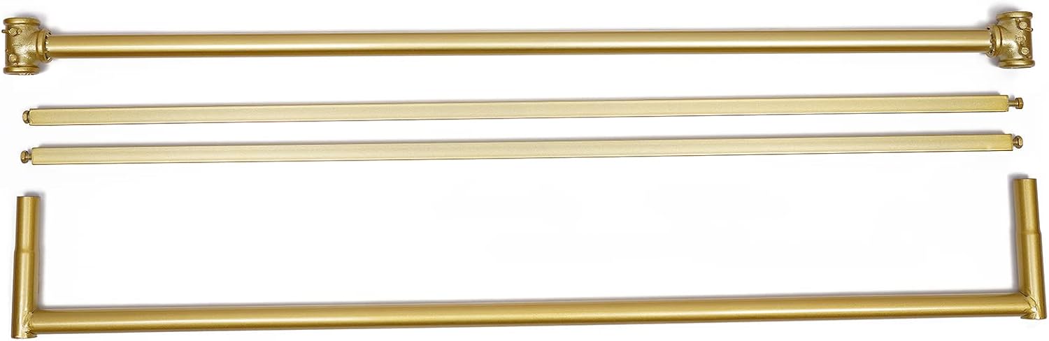 47.2x15.7x62.9 Inch Portable Iron Durable 2 Tier Clothes Rack, Heavy Duty Portable Closet, Retro Freestanding Gold Garment Rack For Hanging Shirts Coats Suits Pants Gold