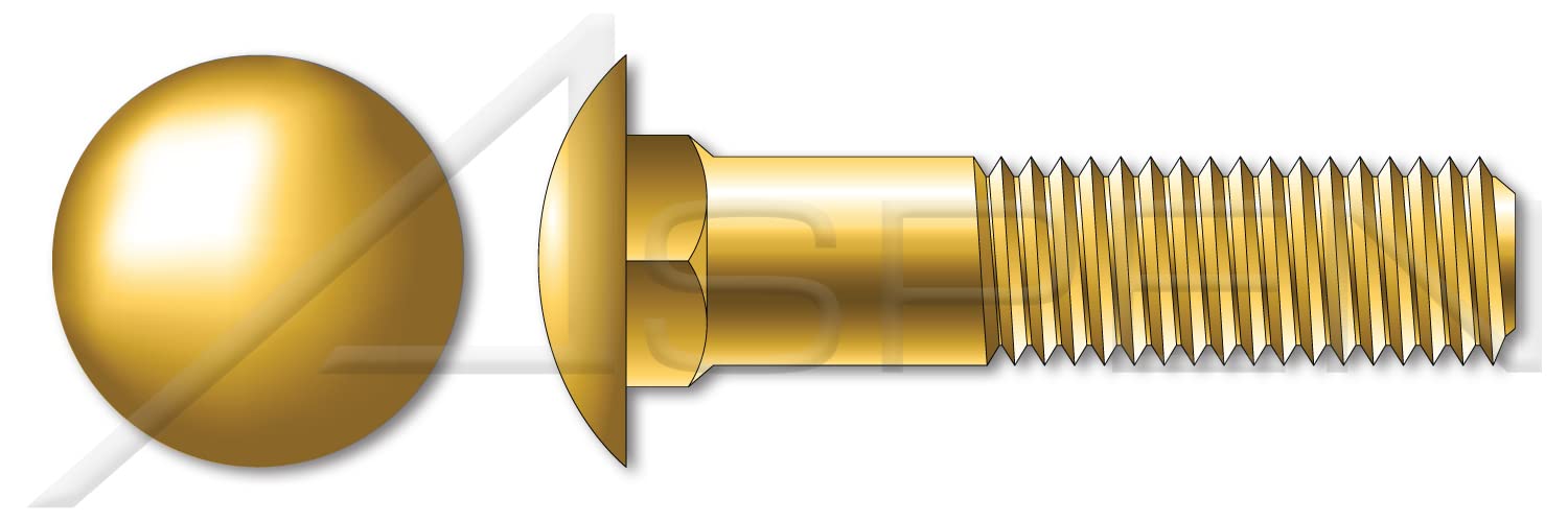 (500 pcs) 1/2'-13 X 1-1/2', Carriage Bolts, Round Head, Square Neck, Steel, Yellow Zinc