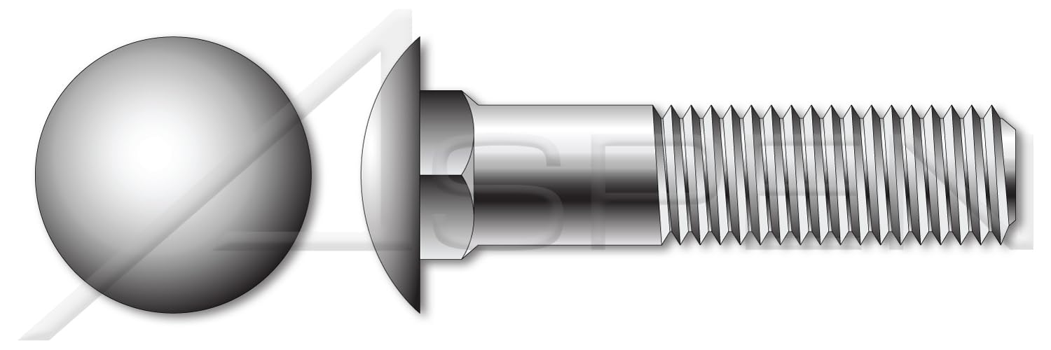 (1 pcs) 1/2'-13 X 10, Carriage Bolts, Round Head, Square Neck, 316 Stainless Steel